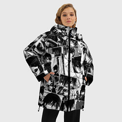 Куртка зимняя женская Темнее чёрного паттерн, цвет: 3D-красный — фото 2