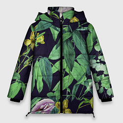 Куртка зимняя женская Цветы Ботанические, цвет: 3D-красный