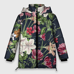 Куртка зимняя женская Цветы Розовые, цвет: 3D-светло-серый