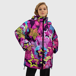 Куртка зимняя женская Star Colorful Pattern Fashion Neon, цвет: 3D-красный — фото 2