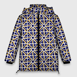 Куртка зимняя женская УЗОР ГЕОМЕТРИЧЕСКИЙ ЖЕЛТЫЙ СИНИЙ, цвет: 3D-светло-серый
