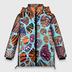Женская зимняя куртка Разноцветные камушки, цветной песок, пальмовые лис