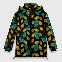Женская зимняя куртка Золотые и зеленые листья