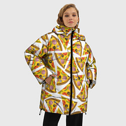 Куртка зимняя женская Кусочки вкусной пиццы, цвет: 3D-красный — фото 2
