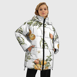 Куртка зимняя женская Цветы и Мандарин, цвет: 3D-красный — фото 2