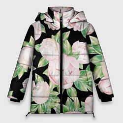 Куртка зимняя женская Цветы Нарисованные Пионы, цвет: 3D-светло-серый