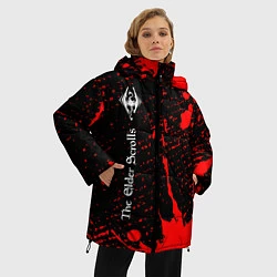 Куртка зимняя женская TESV: SKYRIM - Краска Вертикально, цвет: 3D-черный — фото 2