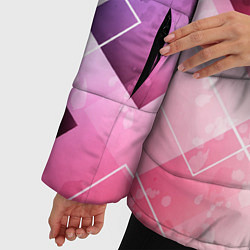 Куртка зимняя женская Розово-голубая абстрактная геометрия, цвет: 3D-красный — фото 2