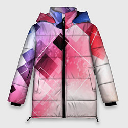 Женская зимняя куртка Розово-голубая абстрактная геометрия