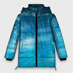 Куртка зимняя женская Линии на голубом фоне, цвет: 3D-светло-серый