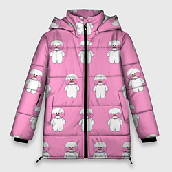 Женская зимняя куртка ЛАЛАФАНФАН на розовом фоне