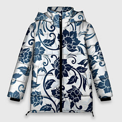 Женская зимняя куртка Гжелевые цветы