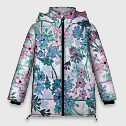 Куртка зимняя женская Яркие красочные цветы, цвет: 3D-красный
