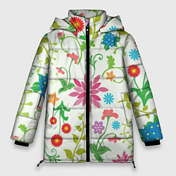 Куртка зимняя женская Поле полевых цветов, цвет: 3D-красный