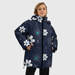 Куртка зимняя женская Ночные цветы на ночной поляне, цвет: 3D-светло-серый — фото 2