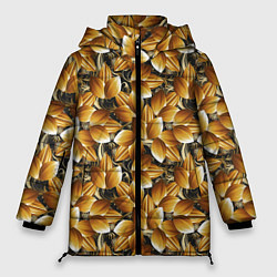 Женская зимняя куртка Объемные желтые листья