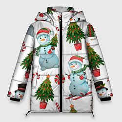Куртка зимняя женская НОВОГОДНИЕ ПЕРСОНАЖИ NEW YEARS CHARACTERS, цвет: 3D-светло-серый