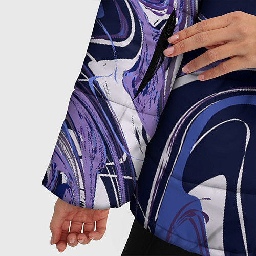 Женская зимняя куртка Фиолетовая магия Абстракция с мраморными разводами / 3D-Светло-серый – фото 5