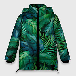 Женская зимняя куртка Green plants pattern