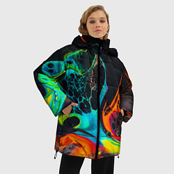 Куртка зимняя женская Цветная лава краска, цвет: 3D-красный — фото 2