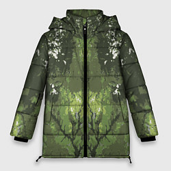 Женская зимняя куртка Абстрактный,графический рисунок зеленого цвета