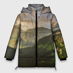 Куртка зимняя женская Горы, лес, небо, цвет: 3D-черный
