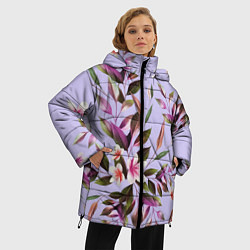 Куртка зимняя женская Цветы Вересковый Сад, цвет: 3D-черный — фото 2