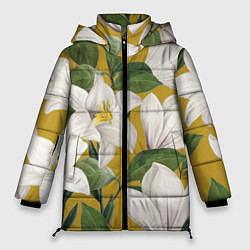 Женская зимняя куртка Цветы Белые Лилии