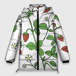 Куртка зимняя женская Цветы Земляники Лесной, цвет: 3D-светло-серый