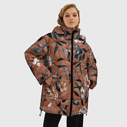Куртка зимняя женская Цветы Сад Кирпичного Цвета, цвет: 3D-светло-серый — фото 2