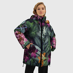 Куртка зимняя женская Цветы Ночные, цвет: 3D-светло-серый — фото 2