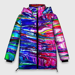 Куртка зимняя женская Абстракция масляными красками, цвет: 3D-красный
