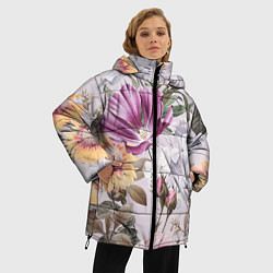 Куртка зимняя женская Цветы Романтический Букет, цвет: 3D-черный — фото 2