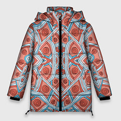 Женская зимняя куртка Абстракция Калейдоскоп Розовый и голубой цвета