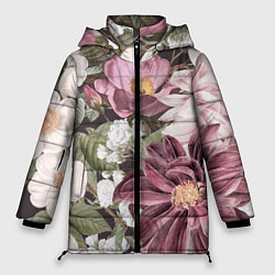 Женская зимняя куртка Цветы Красивый Цветочный Букет Георгин