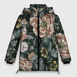 Женская зимняя куртка Цветы Анемоны Ночного Сада