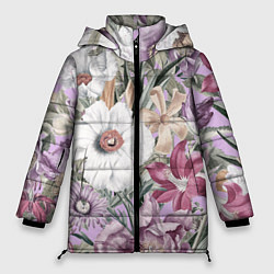 Женская зимняя куртка Цветы Фиолетовый Клематис