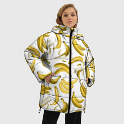 Куртка зимняя женская Кругом бананы, цвет: 3D-черный — фото 2