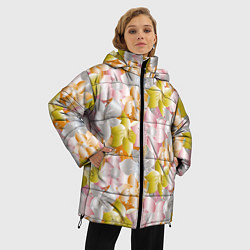 Куртка зимняя женская Абстрактные узоры цветы, цвет: 3D-красный — фото 2
