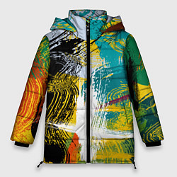 Женская зимняя куртка Абстрактные мазки цветной краской strokes of paint
