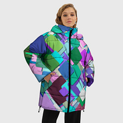 Куртка зимняя женская MULTICOLORED SQUARES, цвет: 3D-черный — фото 2