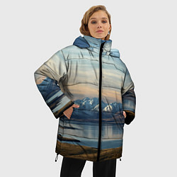 Куртка зимняя женская Горы озеро природа, цвет: 3D-черный — фото 2