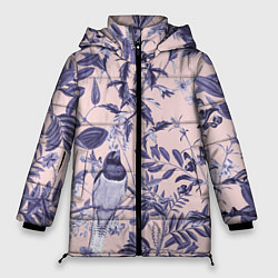Женская зимняя куртка Цветы Флизелиновые Тропики