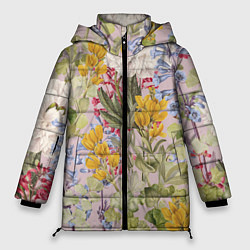 Куртка зимняя женская Цветы Удивительное Лето, цвет: 3D-светло-серый