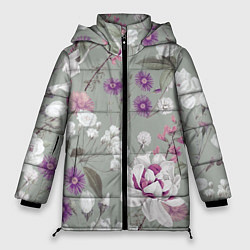 Куртка зимняя женская Цветы Романтический Сад, цвет: 3D-светло-серый
