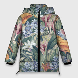 Женская зимняя куртка Цветы Лилии и Агапантус