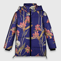 Женская зимняя куртка Цветы Оранжевые Лилии
