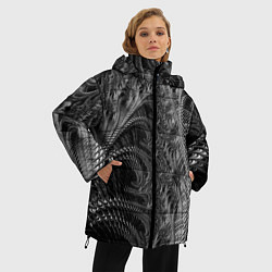 Куртка зимняя женская Абстрактный фрактальный паттерн Abstract Fractal p, цвет: 3D-светло-серый — фото 2