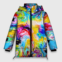 Куртка зимняя женская Неоновые всплески красок Лето Neon splashes of col, цвет: 3D-черный