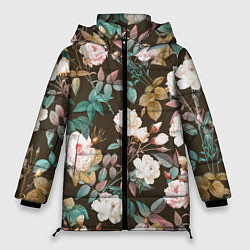 Куртка зимняя женская Цветы Розы Садовые, цвет: 3D-светло-серый